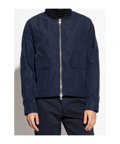 Officine Generale Nathane Shell Bomber Jacket In Blue