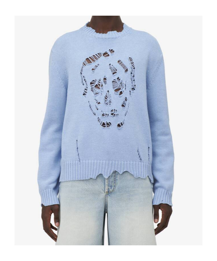 Alexander Mcqueen Mcqueen Skull Sweater In Blue