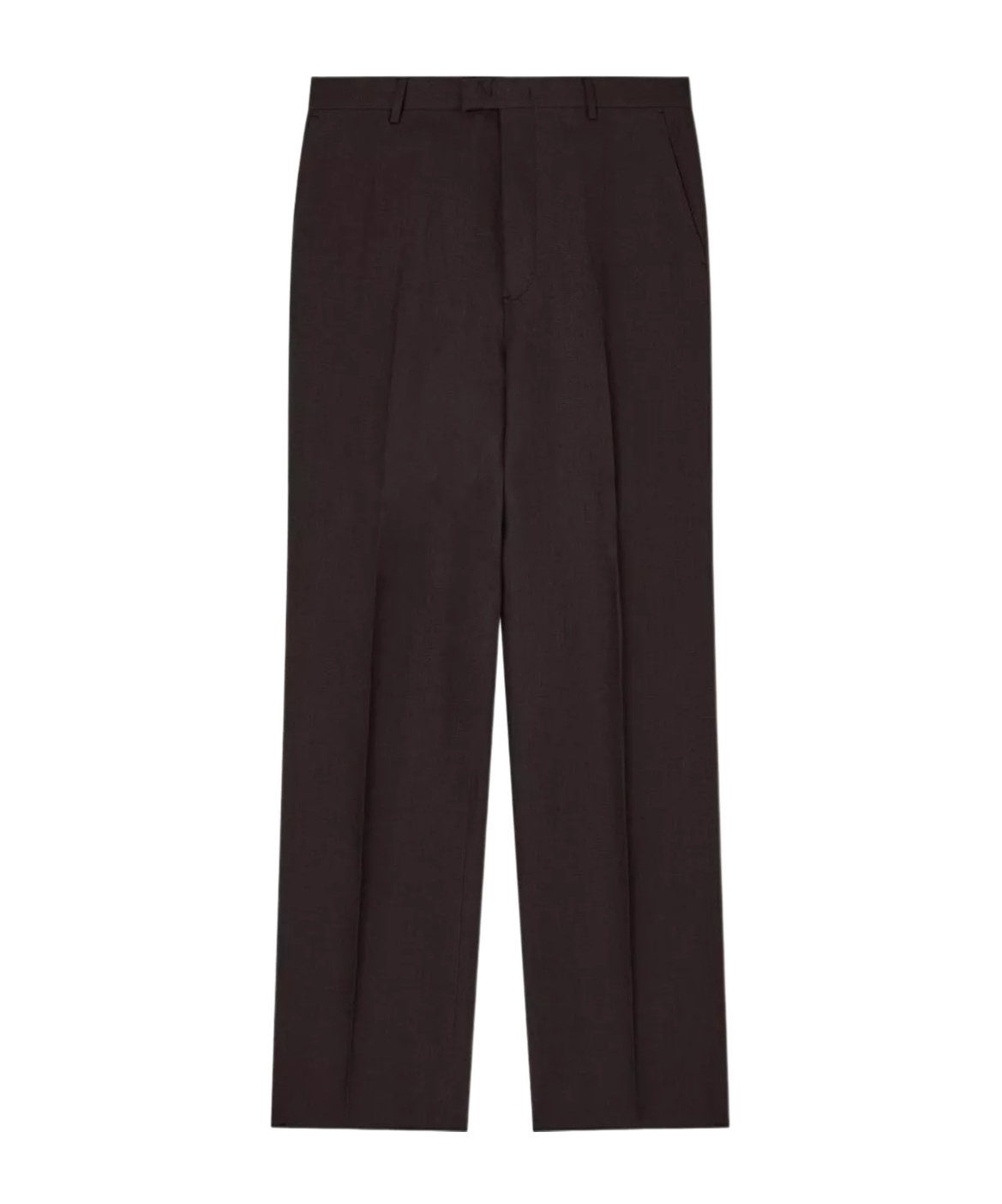 Emporio Armani Linen Trousers With Pleated Front And Side Pockets In Black
