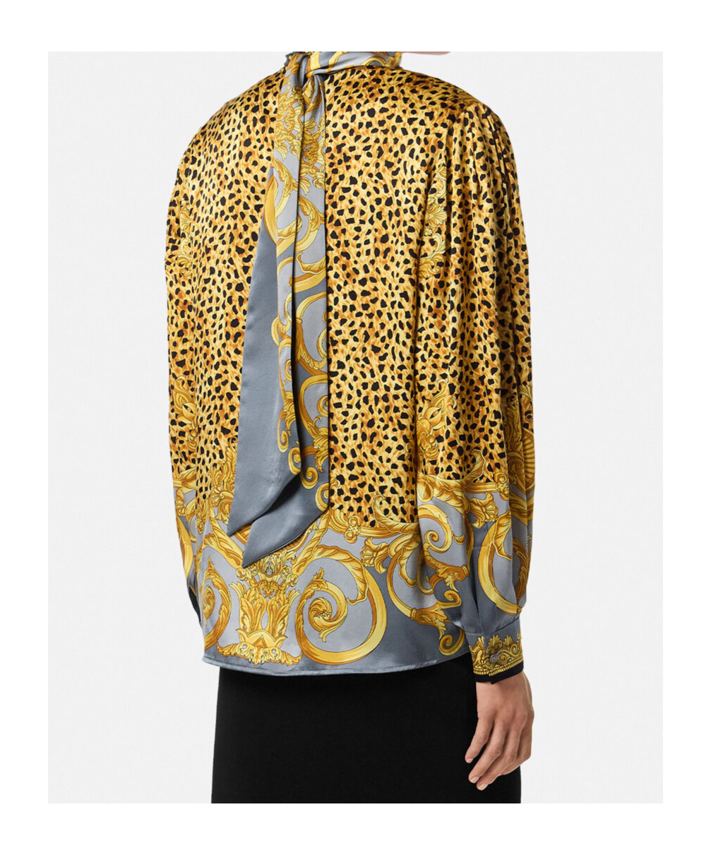 Versace Informal Shirt Cheetah Foulard On Silk Crepe Satin Lw Clothing In Multi