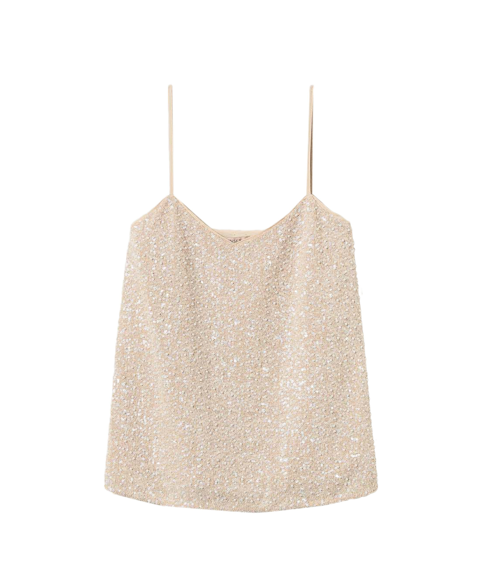 Shop Twinset Pearl-detail Sequined Top In Nude