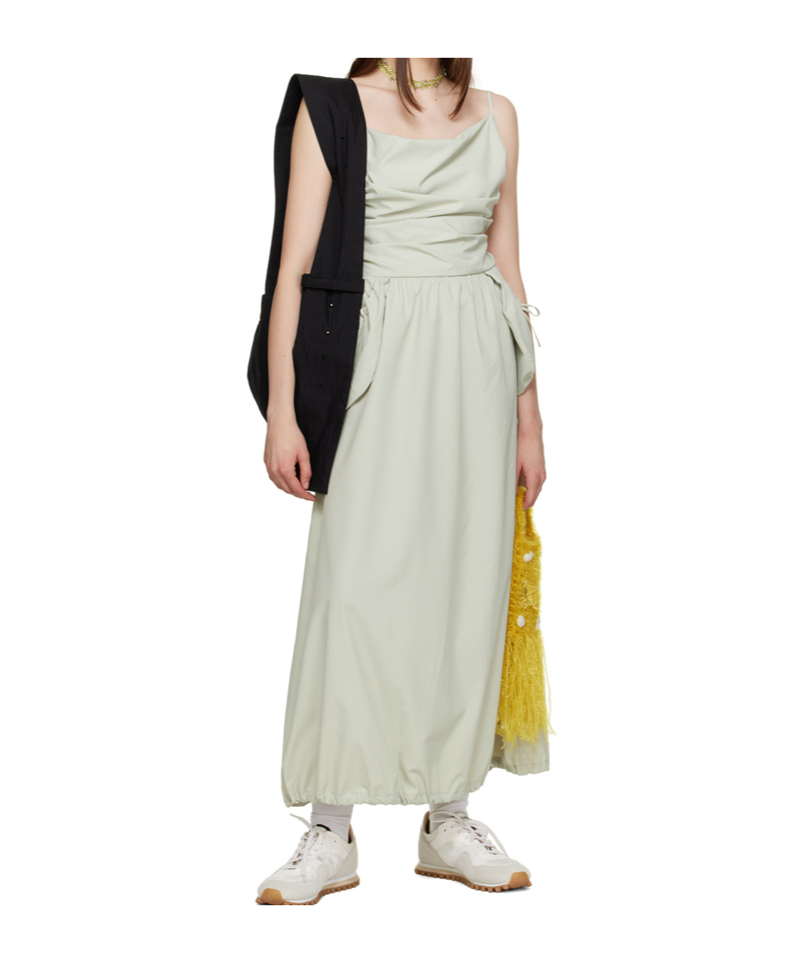 Open Yy Pleated Dress In Green