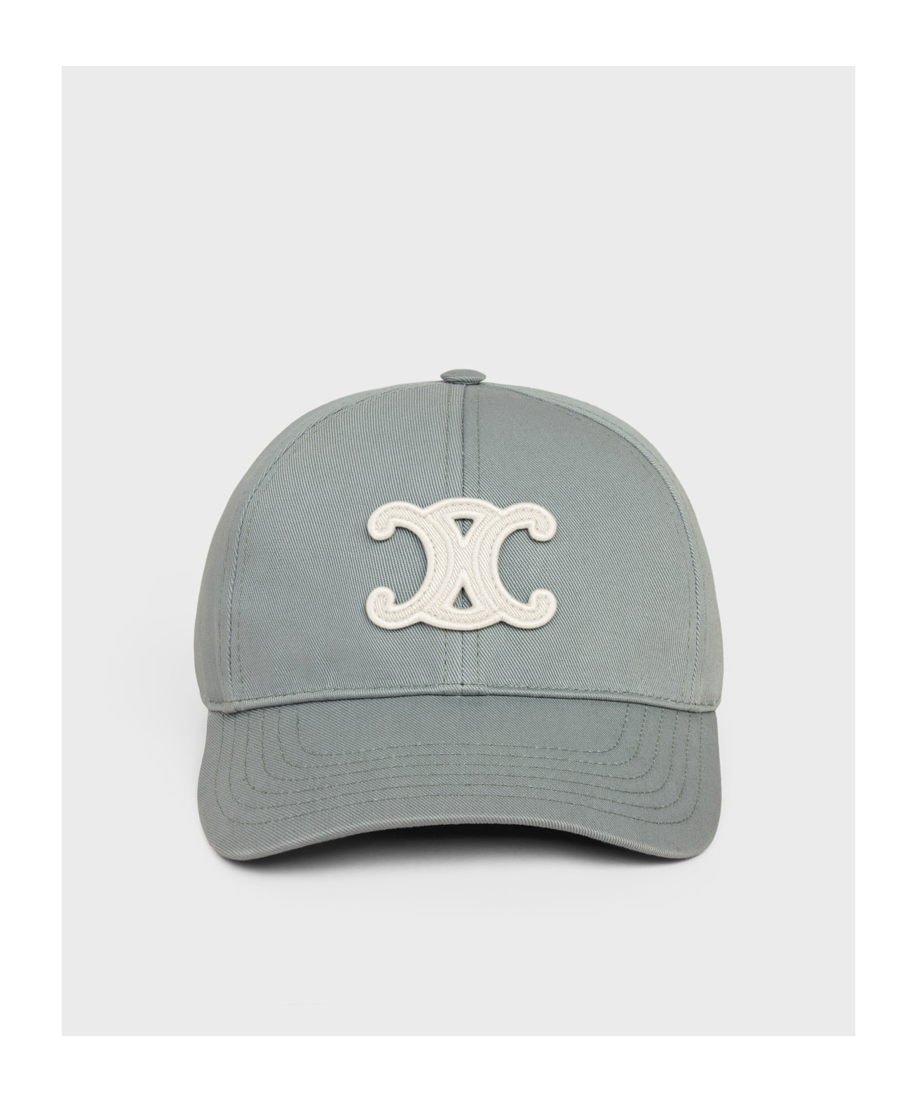 Celine Triomphe Washed Cotton Baseball Cap In Blue-gray