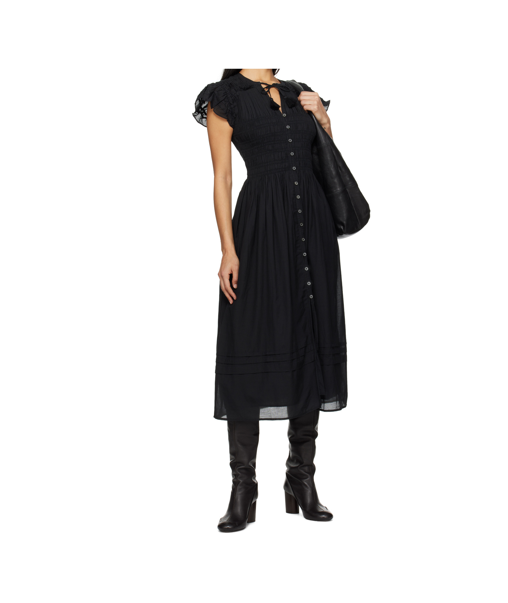 Sea Short Sleeve Dress In Black