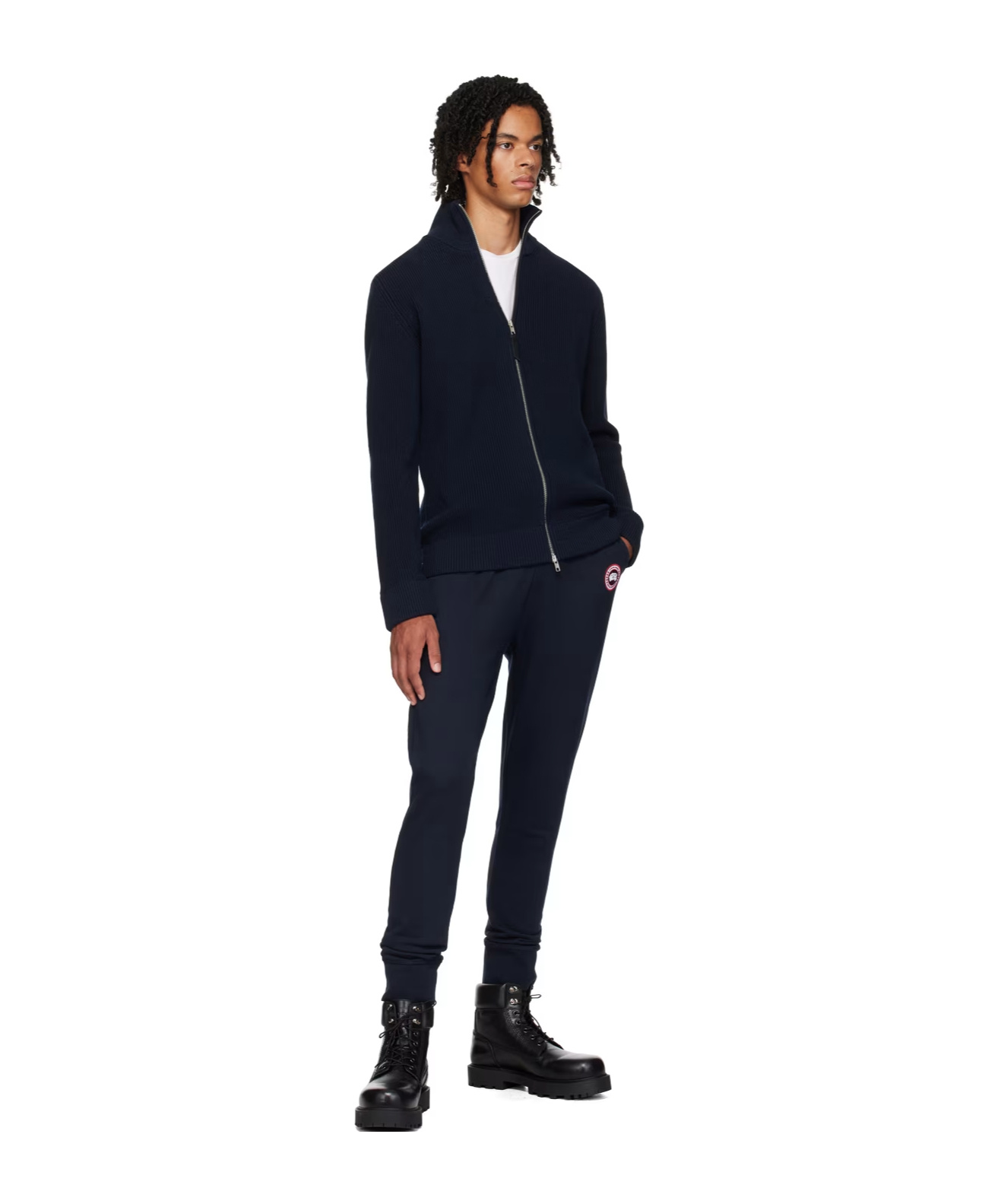 Canada Goose Men Black Cotton Logo Patch To The Front Elasticated Ankles Elasticated Drawstring Wais In Black