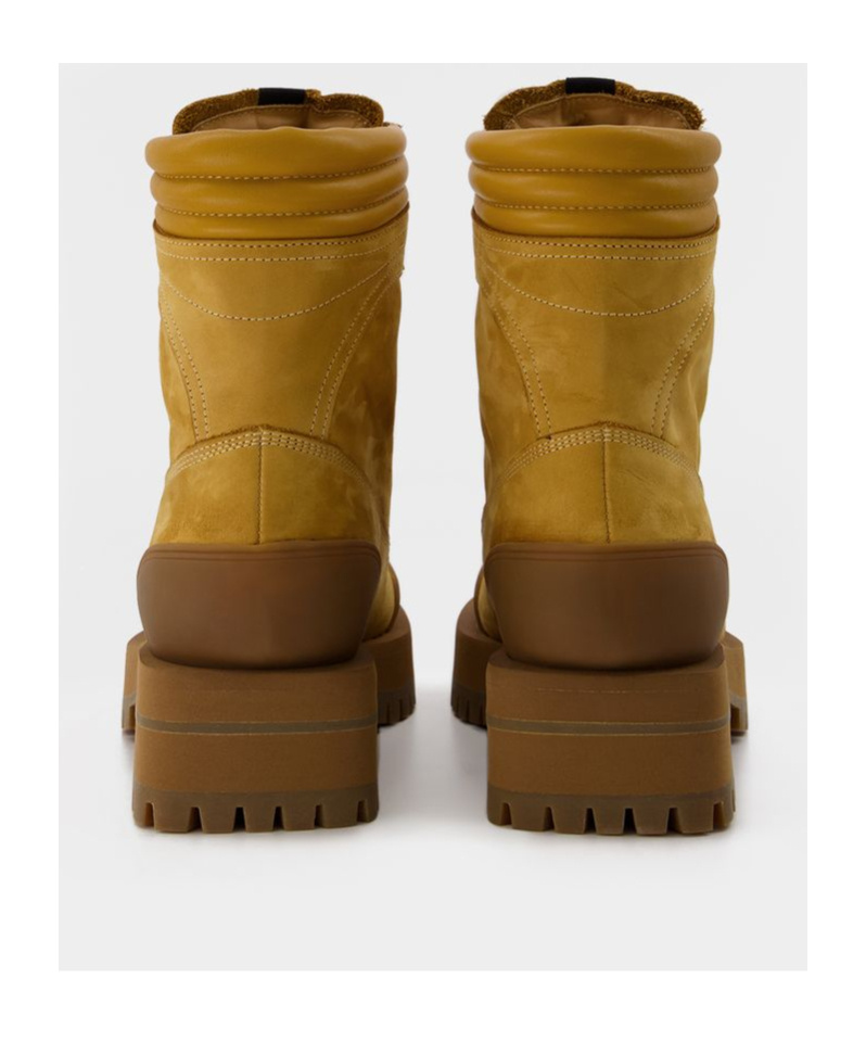 Palm Angels Chunky Sole Combat Boots In Brown