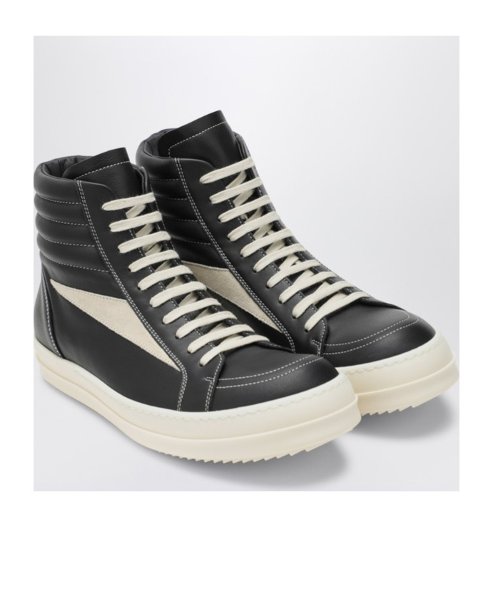 Rick Owens Men Leather High Vintage Sneaks In Black