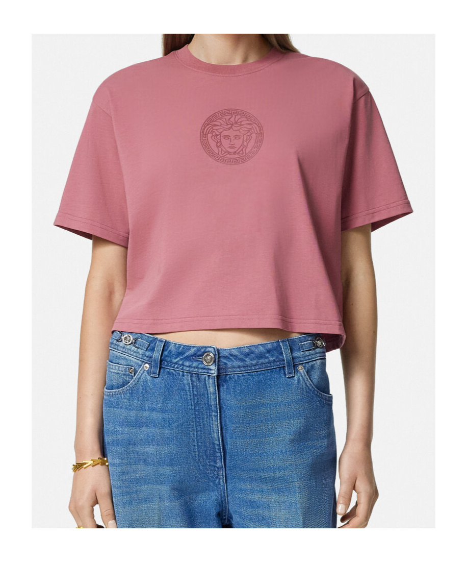Versace Short Short-sleeved T-shirt In Pink
