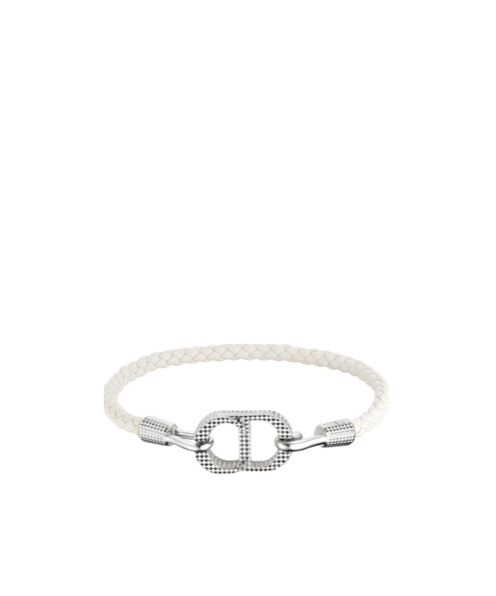 Dior Cd Icon Braided Leather Bracelet In Metallic