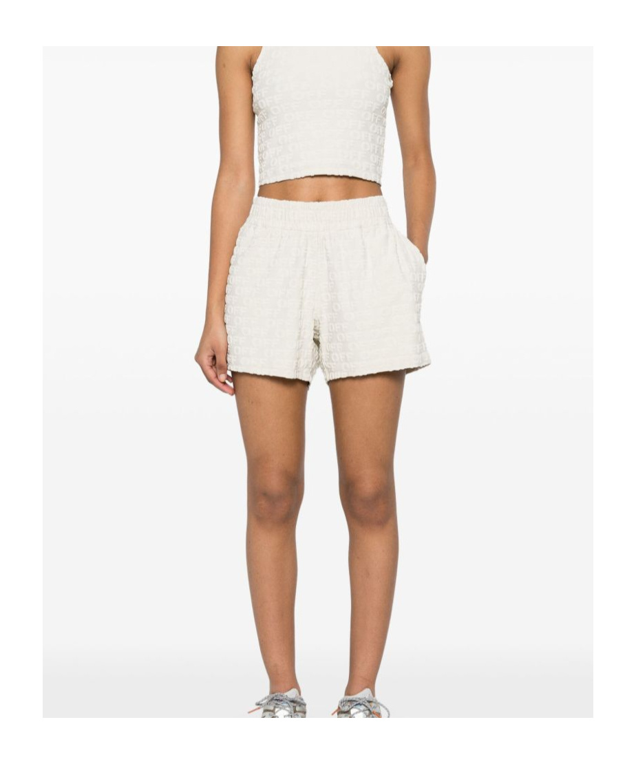 Shop Off-white Elastic Waist Shorts In White