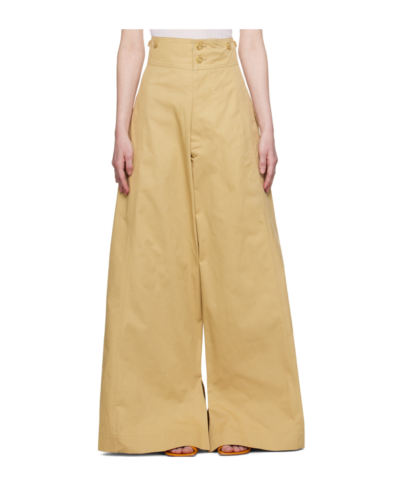 QUIRA TWILL WIDE-LEG CASUAL PANTS
