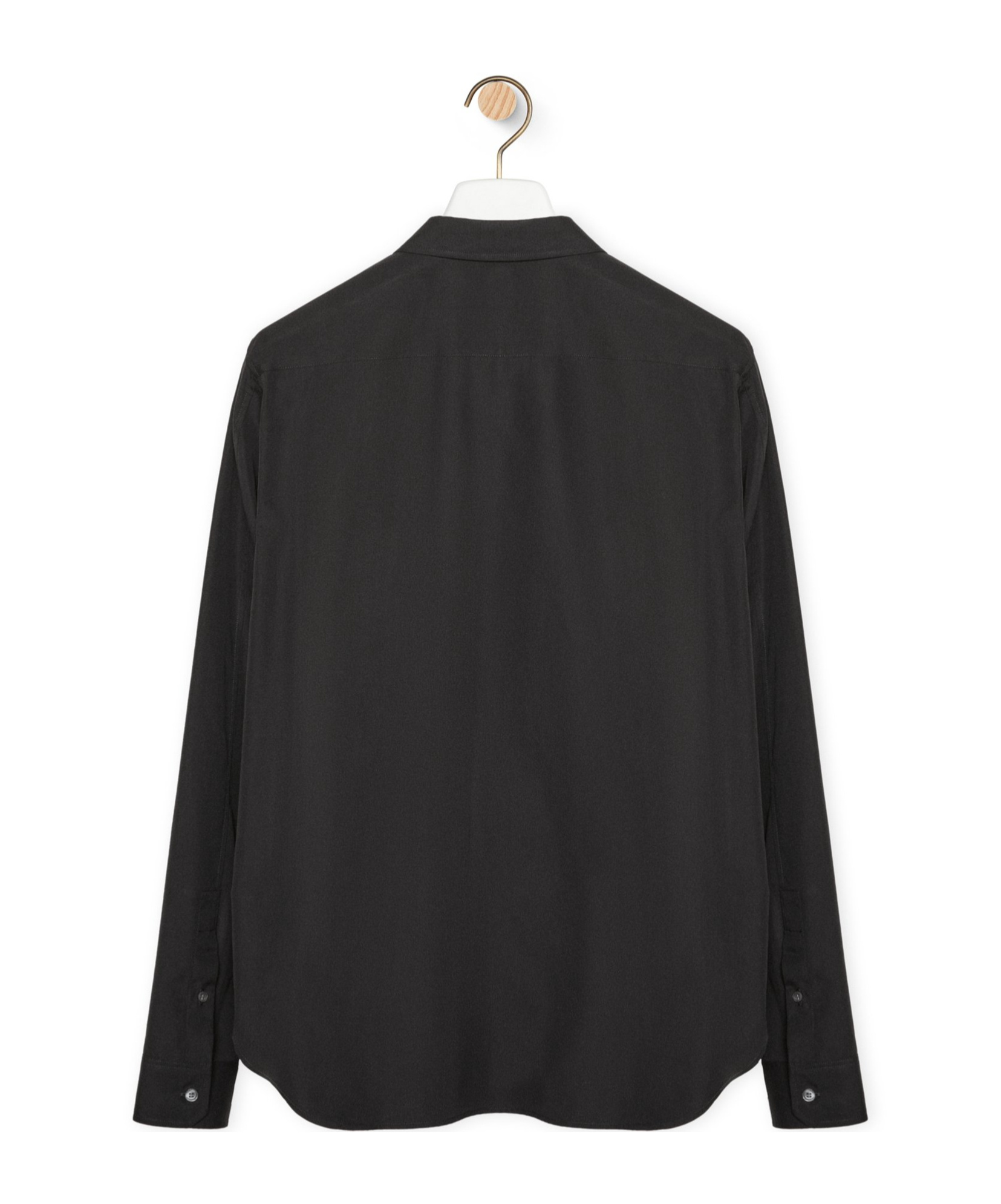 Loewe Mens Brand-embroidery Patch-pocket Long-sleeve Cotton Shirt Black In Black