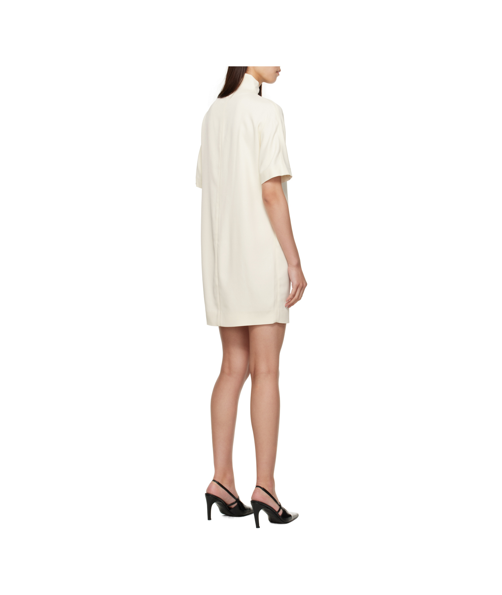 Loulou De Saison Elton Mock-neck Short-sleeve Dress In White