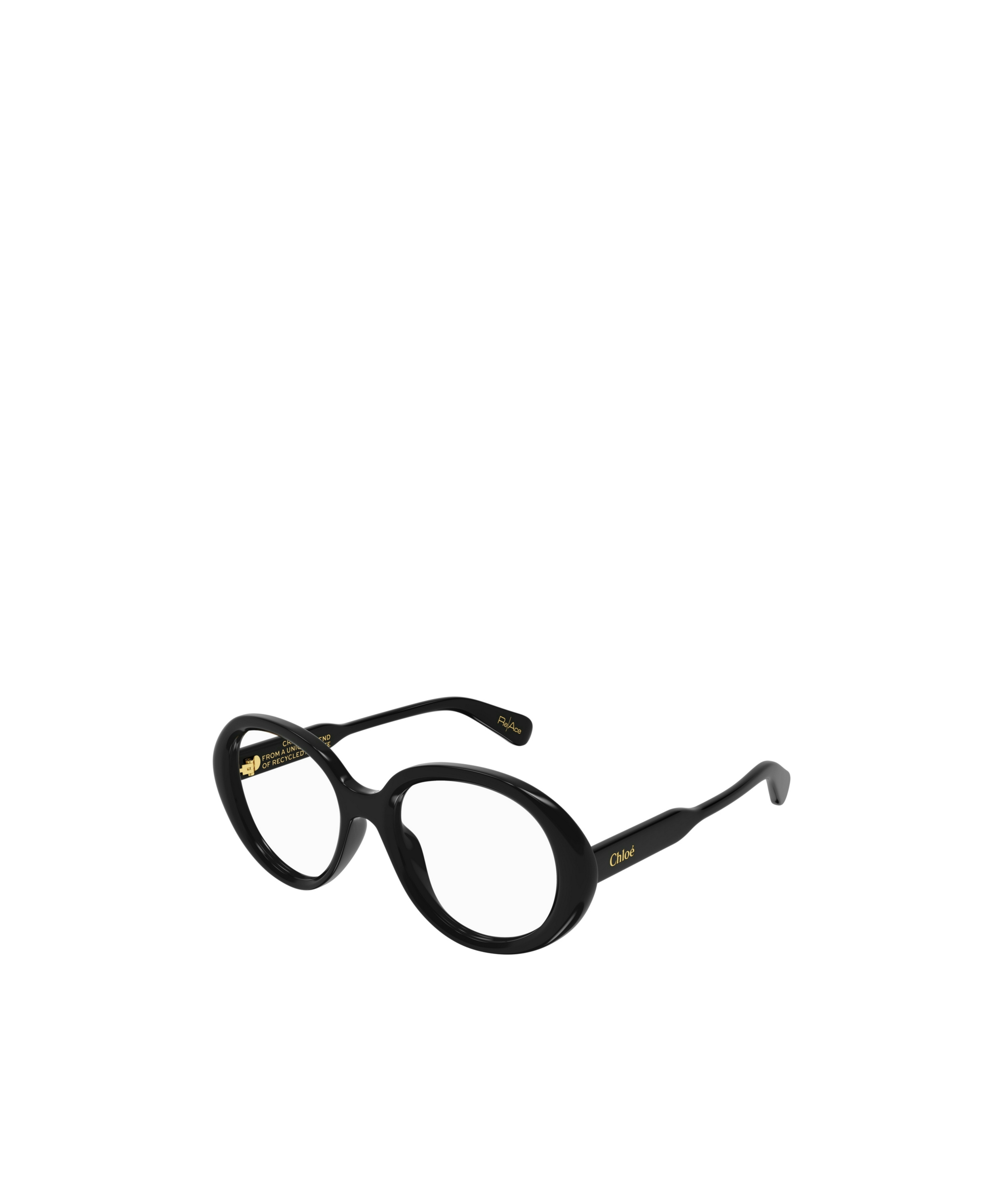Chloé Logo-debossed Round-frame Glasses In Black
