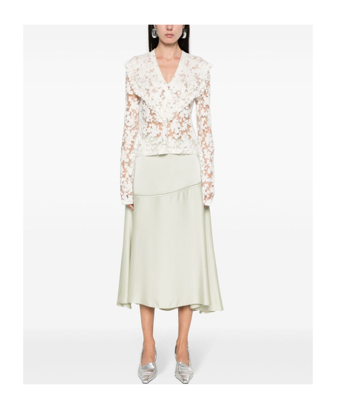 Philosophy Di Lorenzo Serafini Floral-devoré Semi-sheer Blouse In White