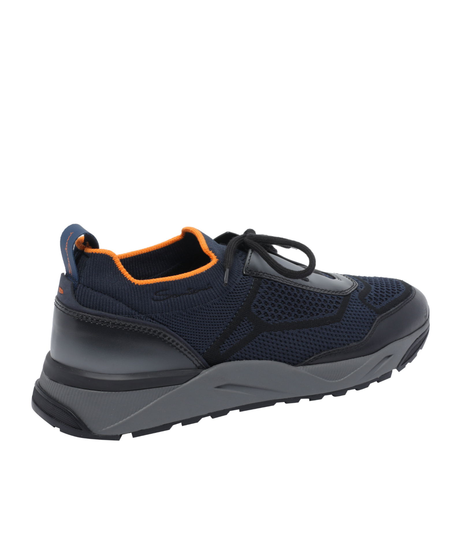 Santoni Casual Low Top Sneakers With Round Toe In Black