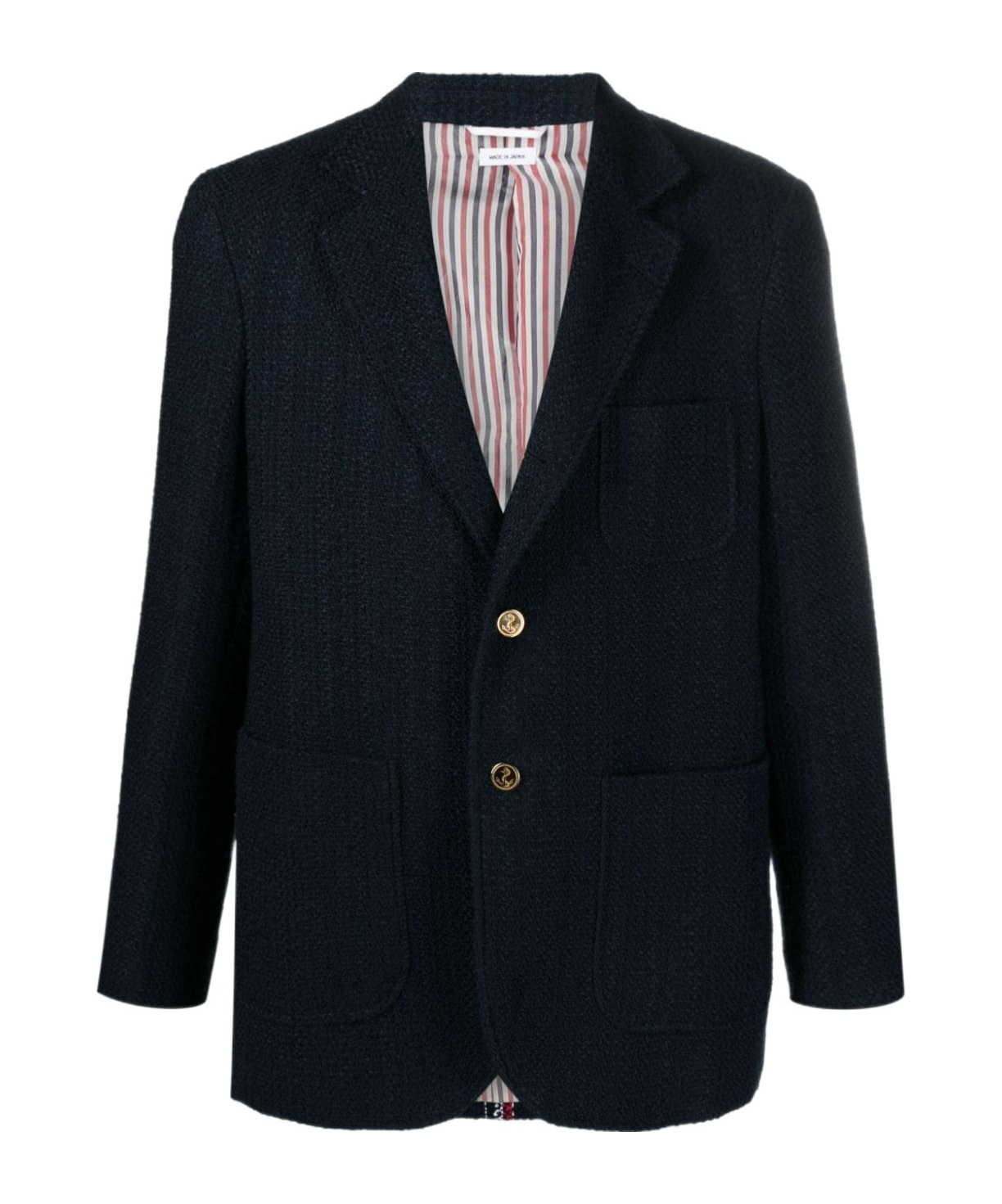 Thom Browne Tweed Single-breasted Blazer In Black