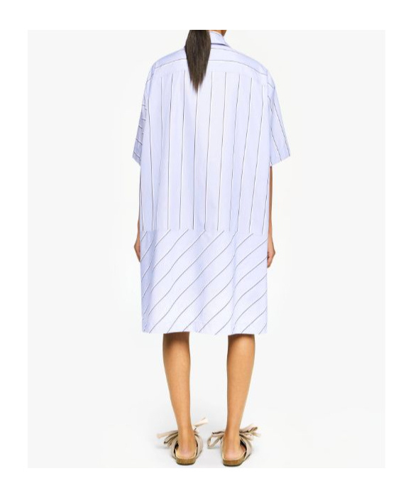 Jw Anderson J. W. Anderson Patchwork Cotton Shirt Dress With Asymmetric Hem In White