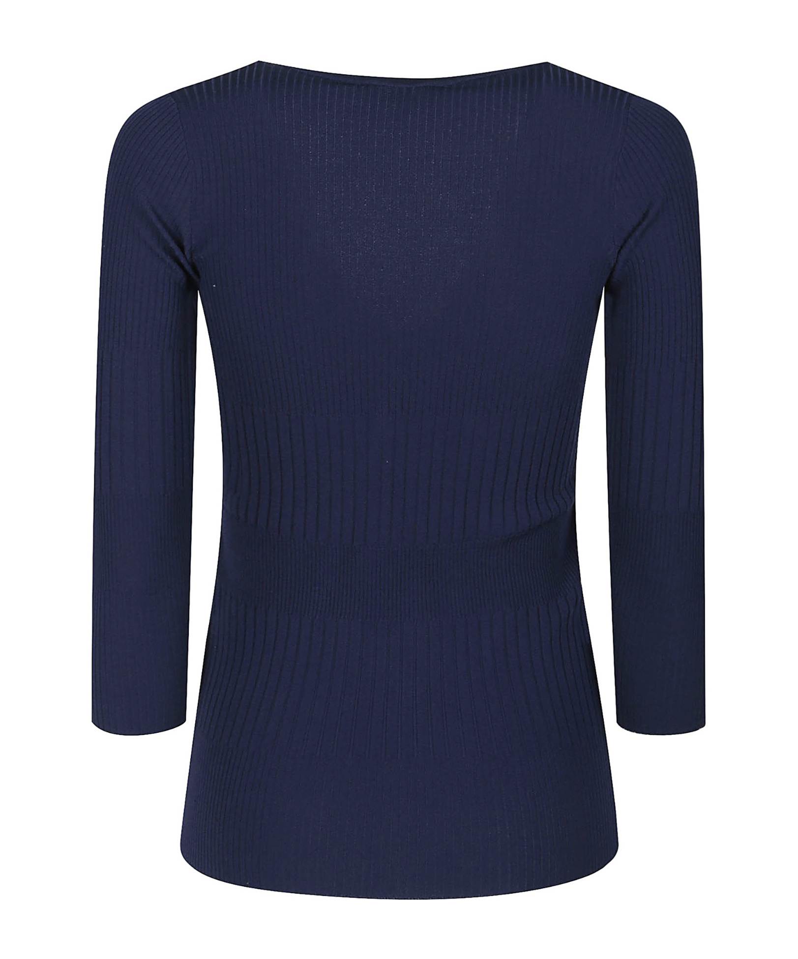 Elisabetta Franchi Ribbed V-neck Sweater In Blue