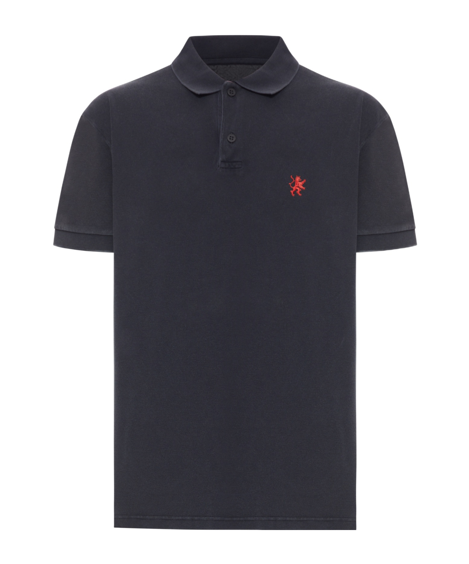 Balenciaga Cotton Piquet Polo Shirt With Lion Embroidery In Black