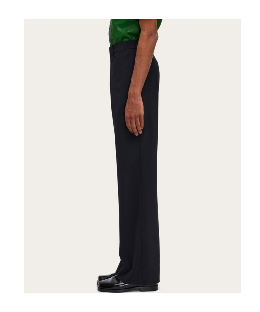 Ferragamo Logo-tag Cotton Straight-leg Trousers In Black