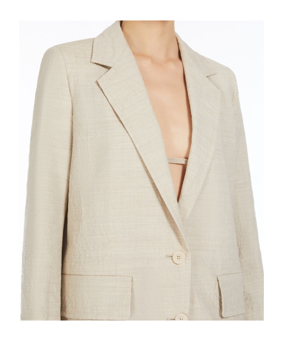 Max Mara Long-sleeved Suit Coat In Nude