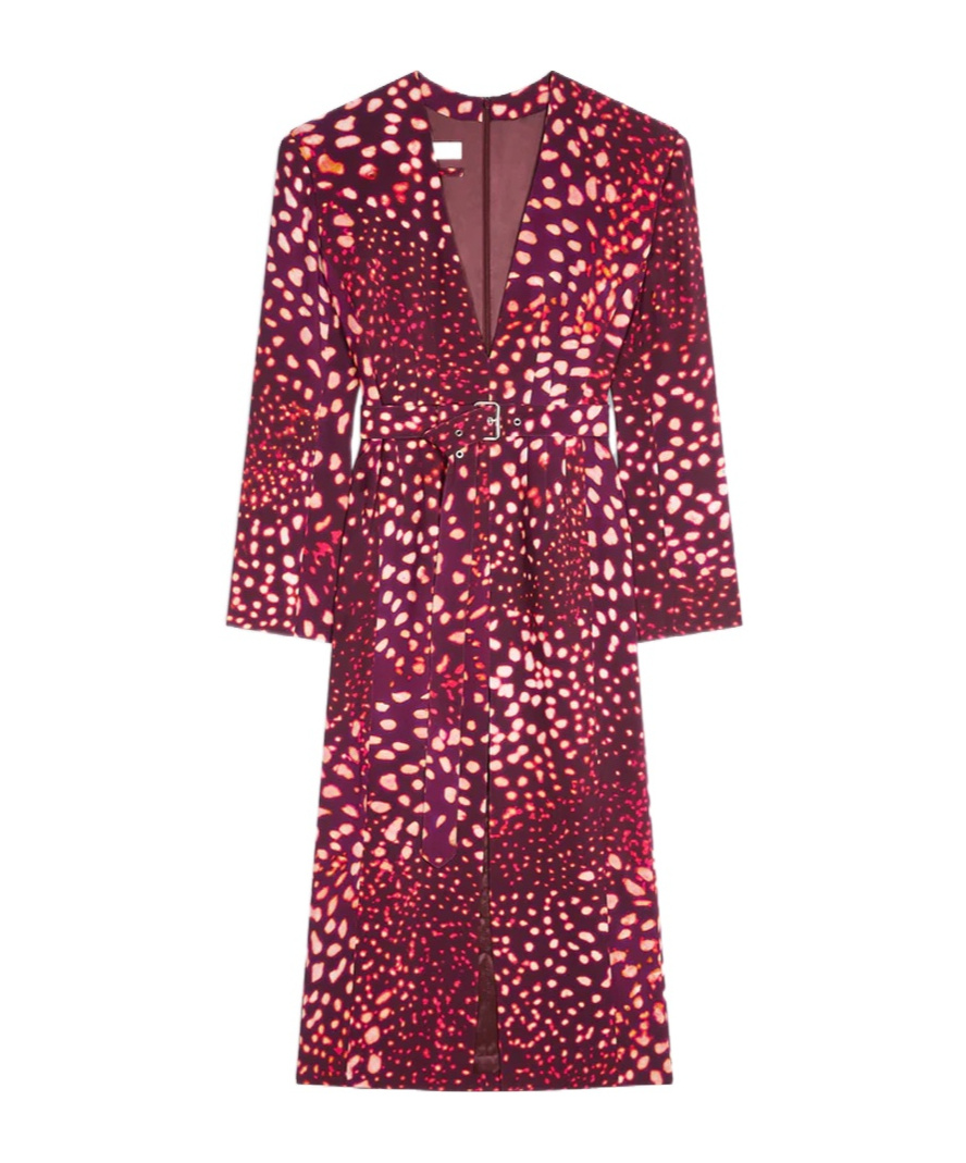 Dries Van Noten Womens Auber Abstract-print Belted Woven Midi Dress In Multi
