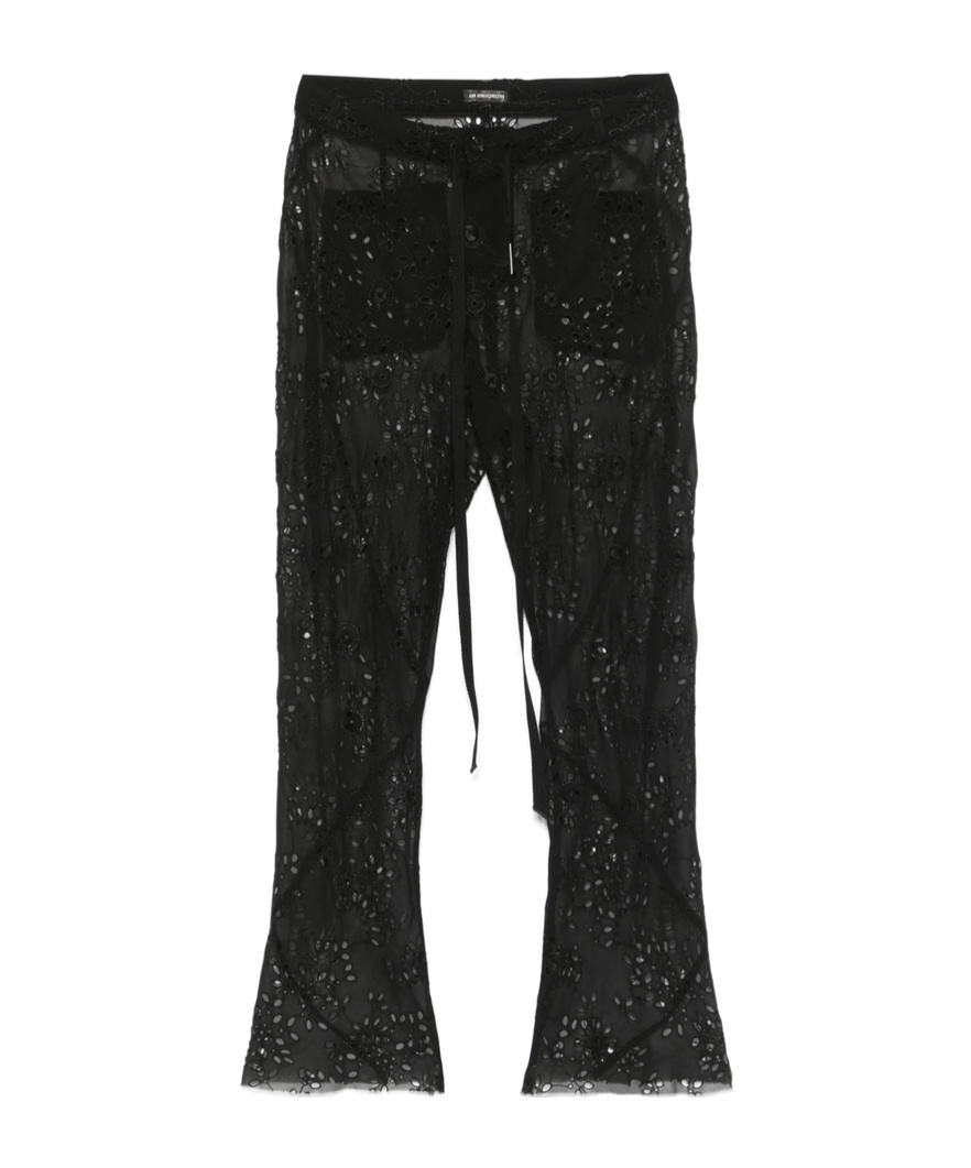 Ann Demeulemeester Esti Cropped Bias Cut Embroidered Trousers In Black