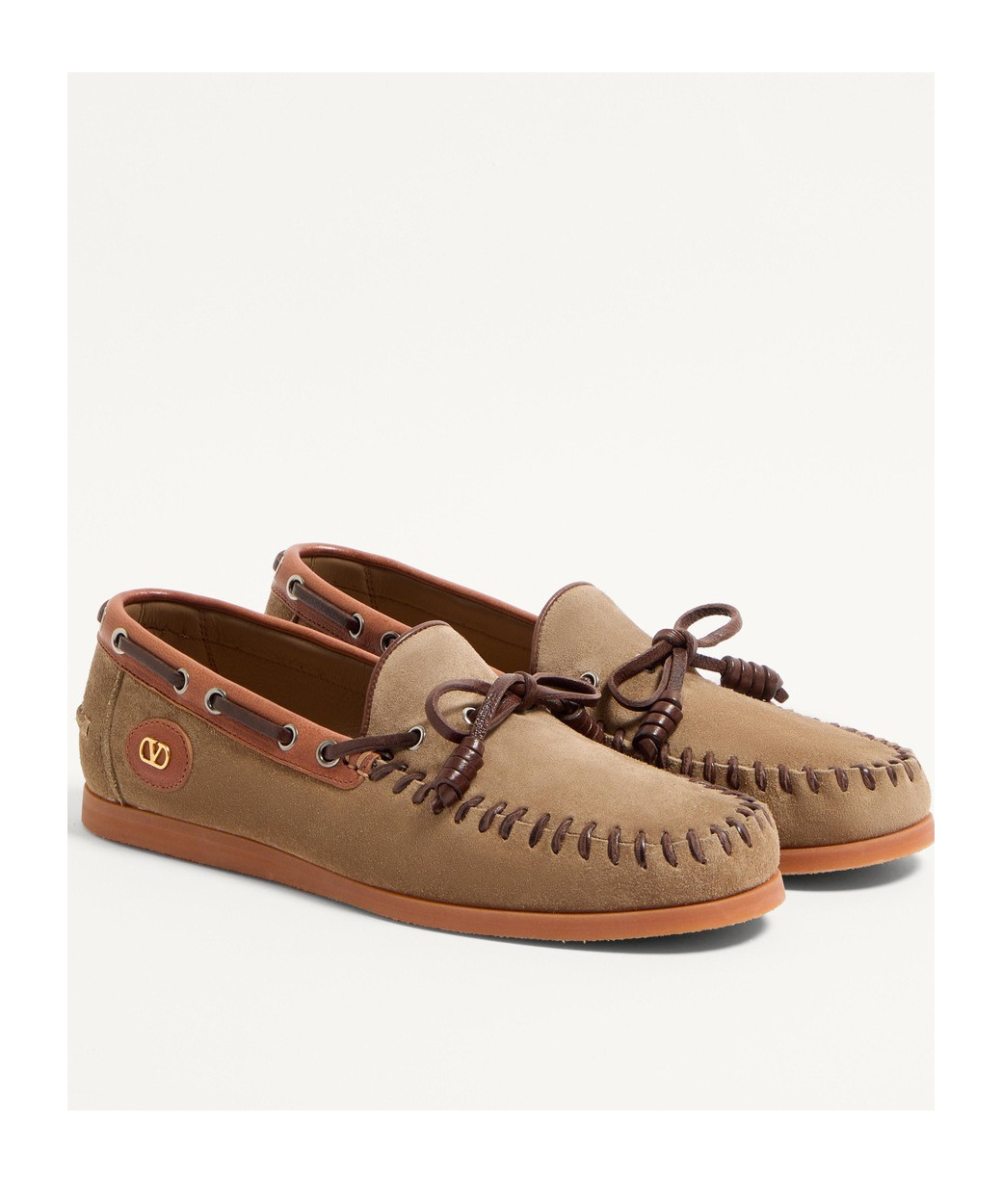Valentino Palm Avenue Suede And Leather Loafers In Brown