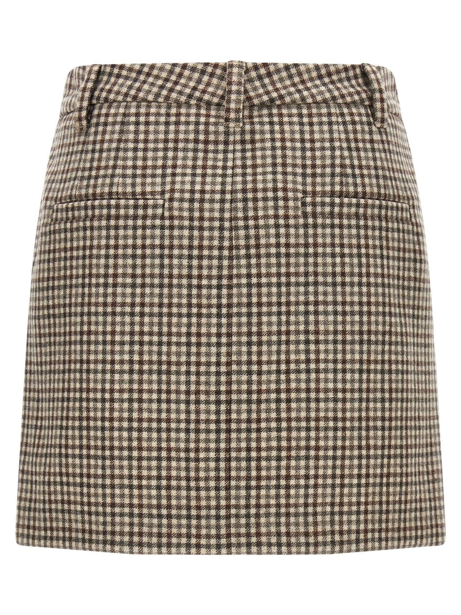 Brunello Cucinelli Checked Virgin Wool Flannel Miniskirt In Brown