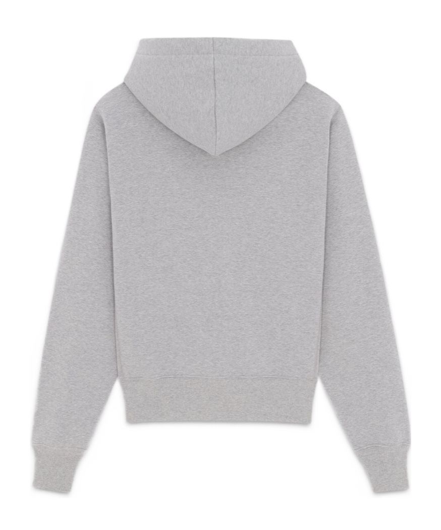 Saint Laurent Cassandre-embroidered Cotton Hoodie In Gray