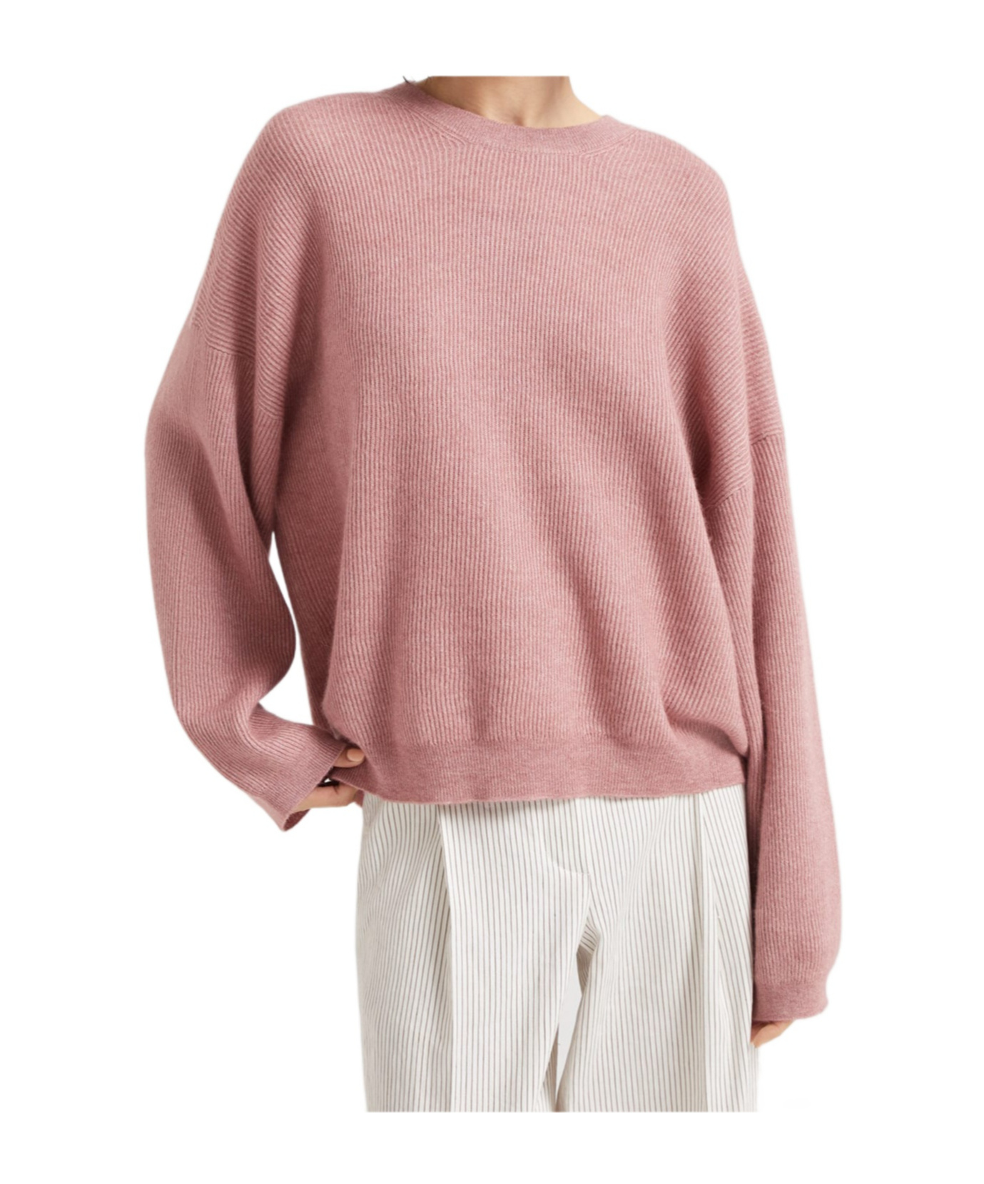 Brunello Cucinelli Ribbed-knit Sweater In Pink