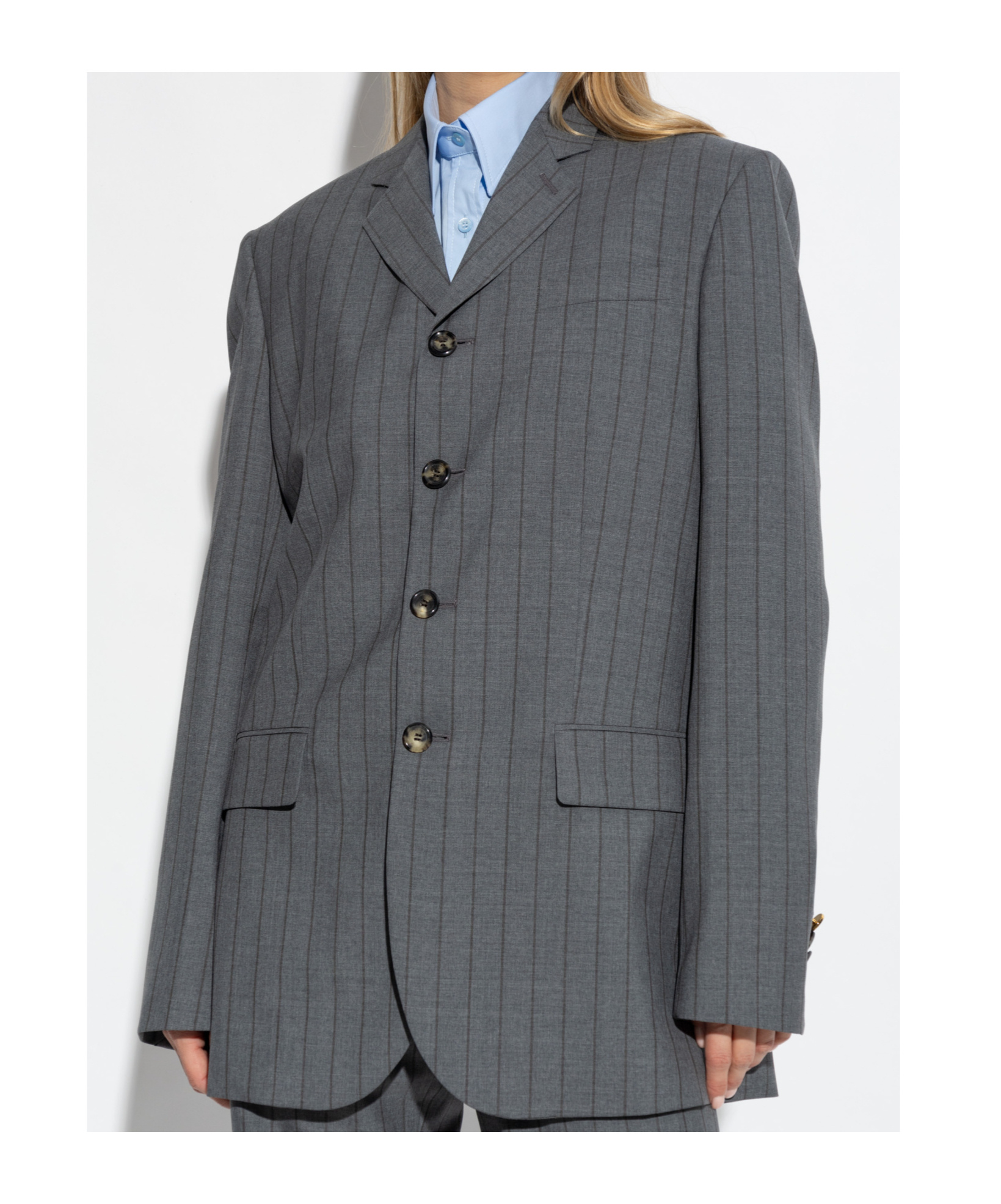 Moschino Pinstriped Wool Single-breasted Blazer In Black