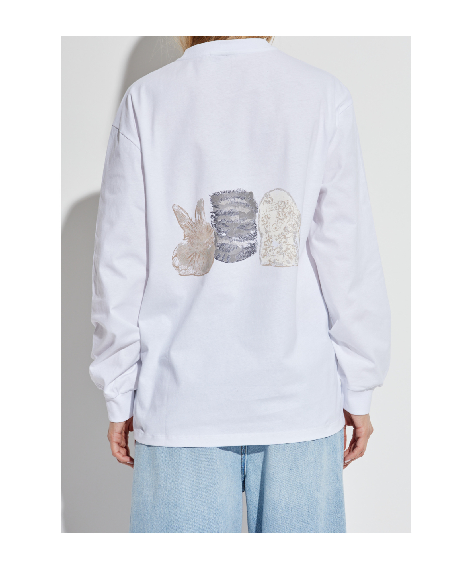 Ganni Oversized Printed Organic And Recycled Cotton-jersey Sweatshirt In Neutral
