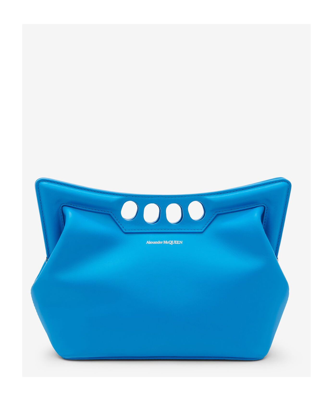 Alexander Mcqueen The Peak Small Curved Shoulder Bag In Blue