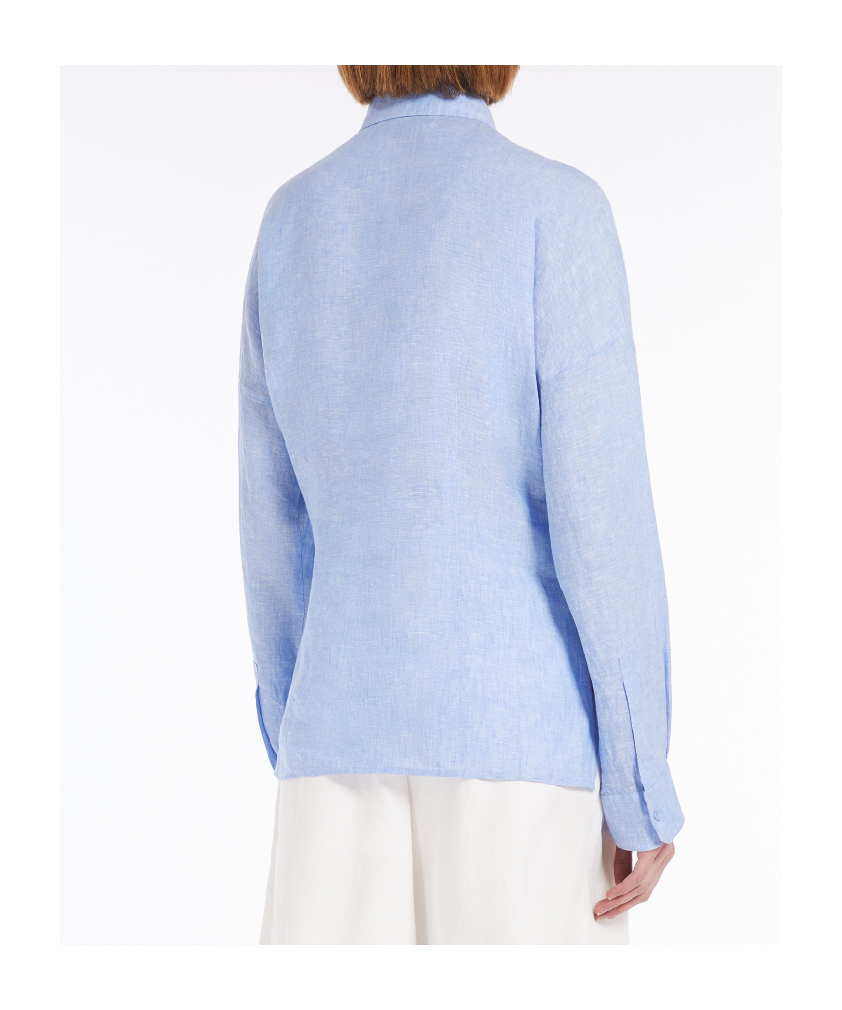Weekend Max Mara Light Linen Shirt In Light Blue