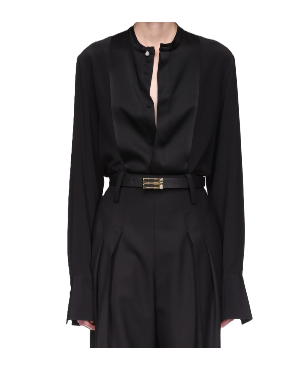 Victoria Beckham Silk Shirt With Satin Plastron In Black