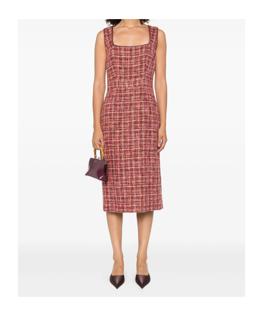 Etro Paisley Cotton And Wool-blend Midi Dress In Pink