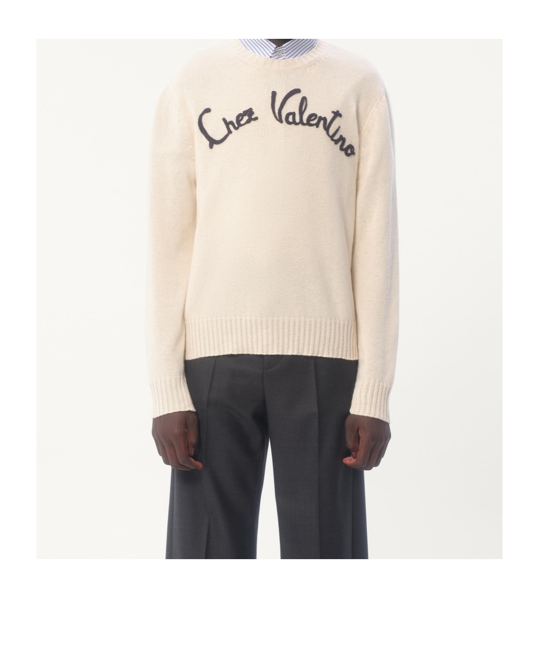 Valentino Beige Embroidered Wool Sweater In Nude