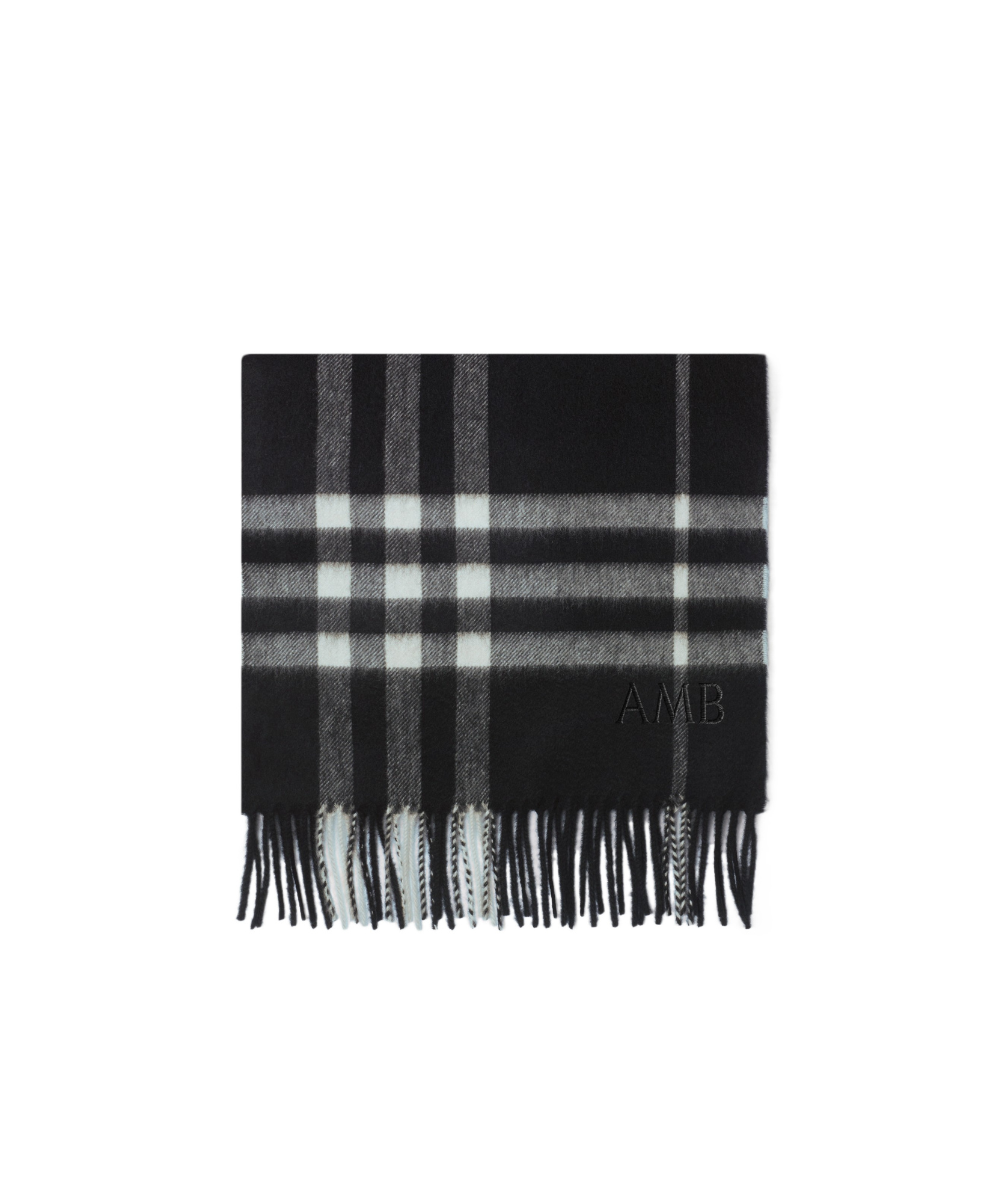 Burberry Checked Fringed-edge Scarf In Black