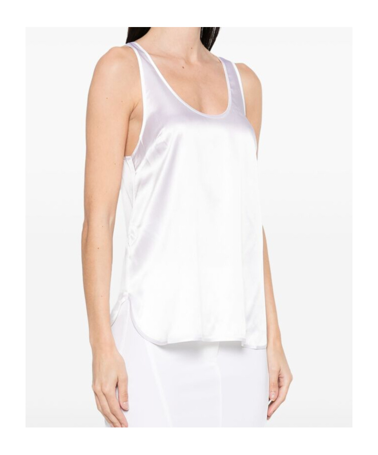 Shop Pinko Satin Tank Top In White