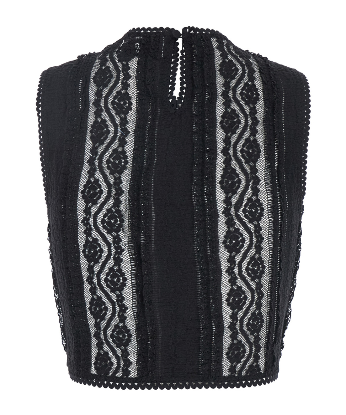 Charo Ruiz 'asteria' Black Top With Embroidery Details And Semi-transparent Design In Black