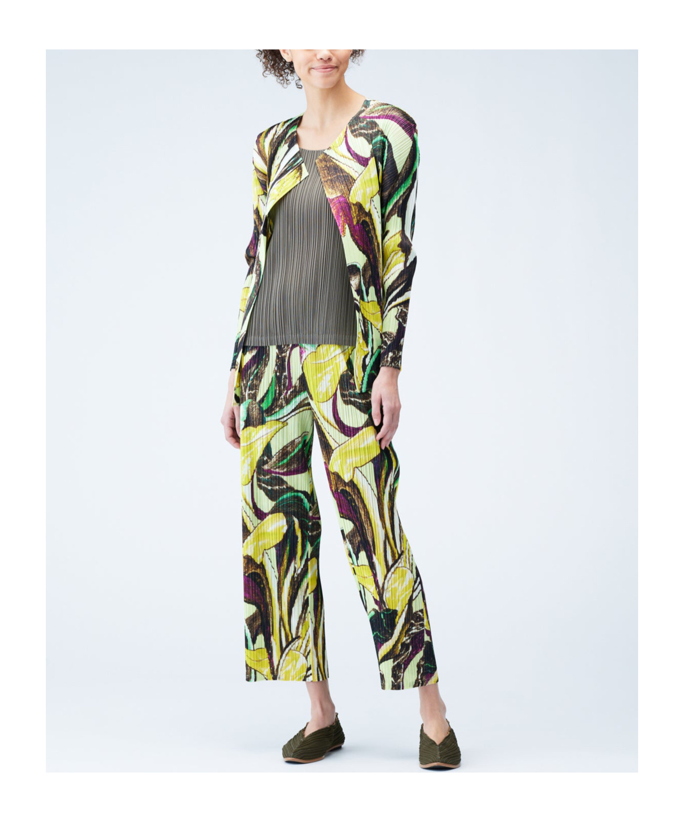 ISSEY MIYAKE TARDIVO-PRINT OPEN-FRONT CARDIGAN