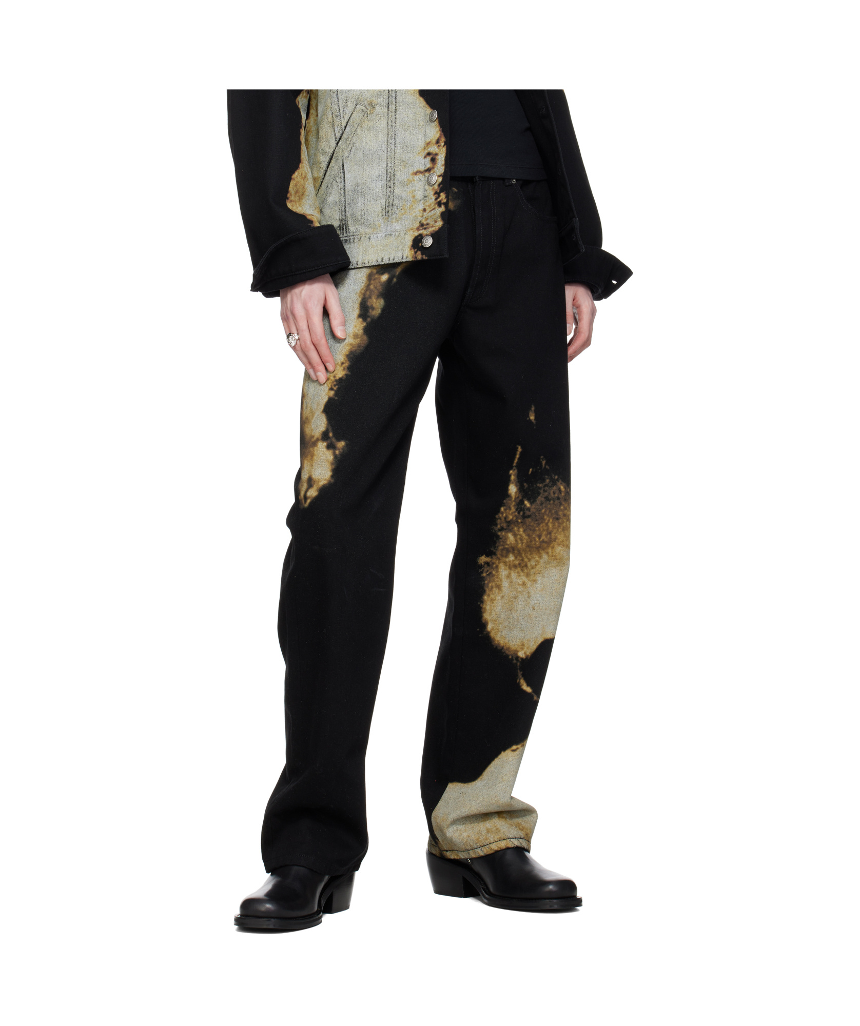 Alexander Mcqueen S Graphic-print Straight Leg Denim Jeans In Black/ivory