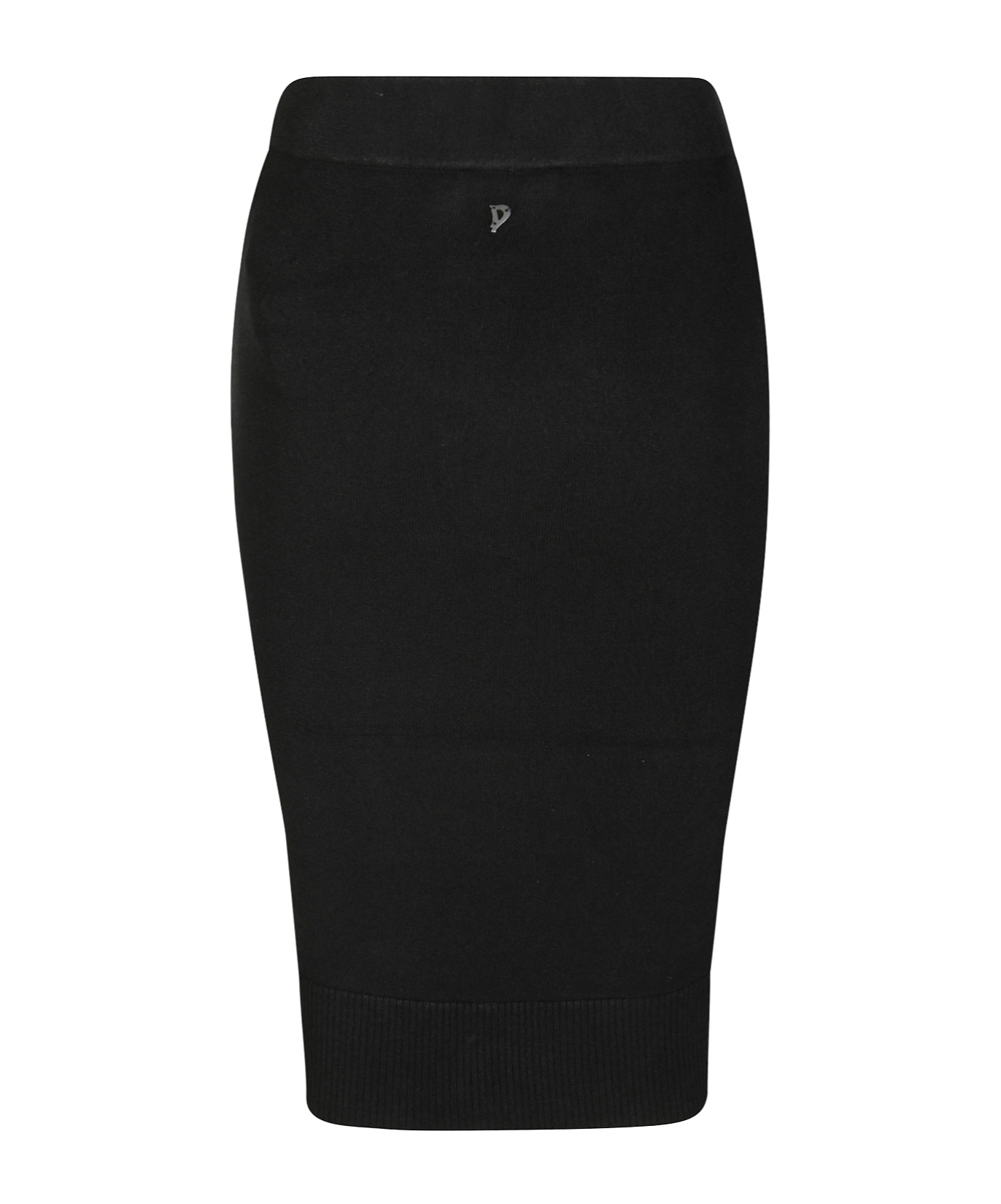 Dondup Fitted Black Skirt With Ribbed Hem In Black