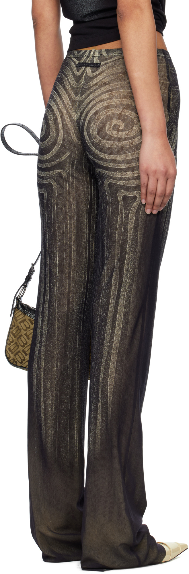 Jean Paul Gaultier Spiral-print Trousers In Black