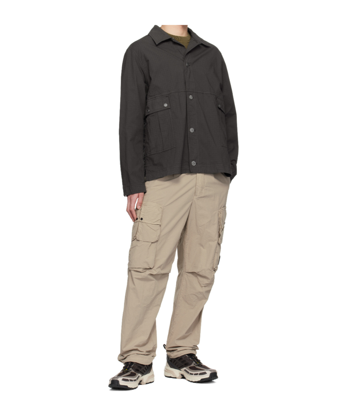 Stone Island Gray Mil-spec Stretch Ripstop-tc Jacket In Brown