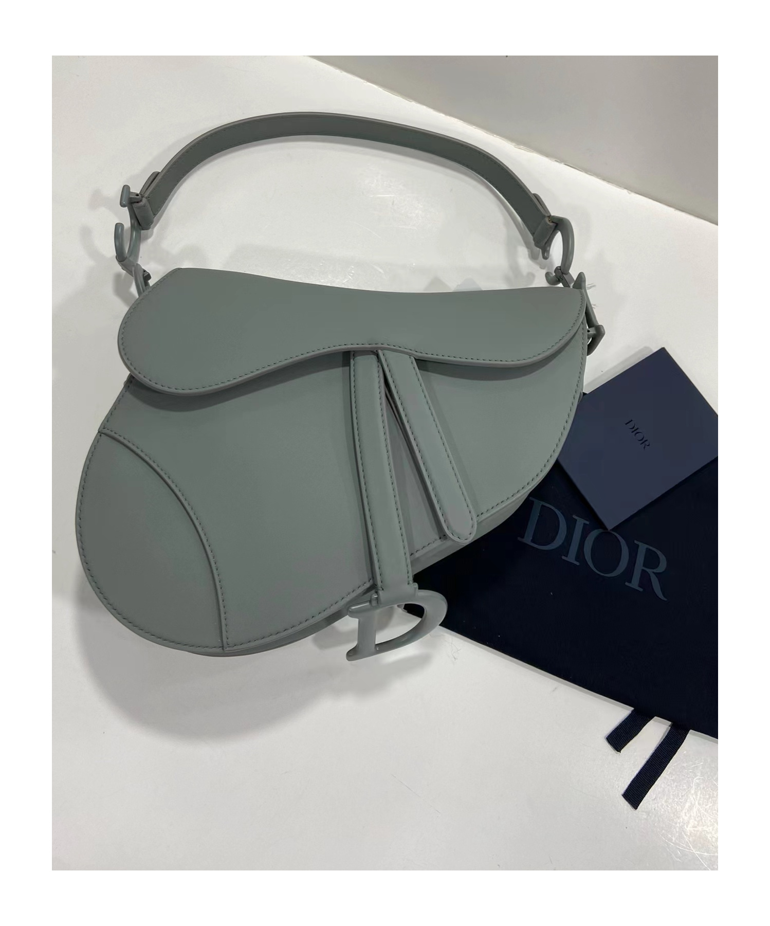 Dior Matte Saddle Shoulder Bag In Gray