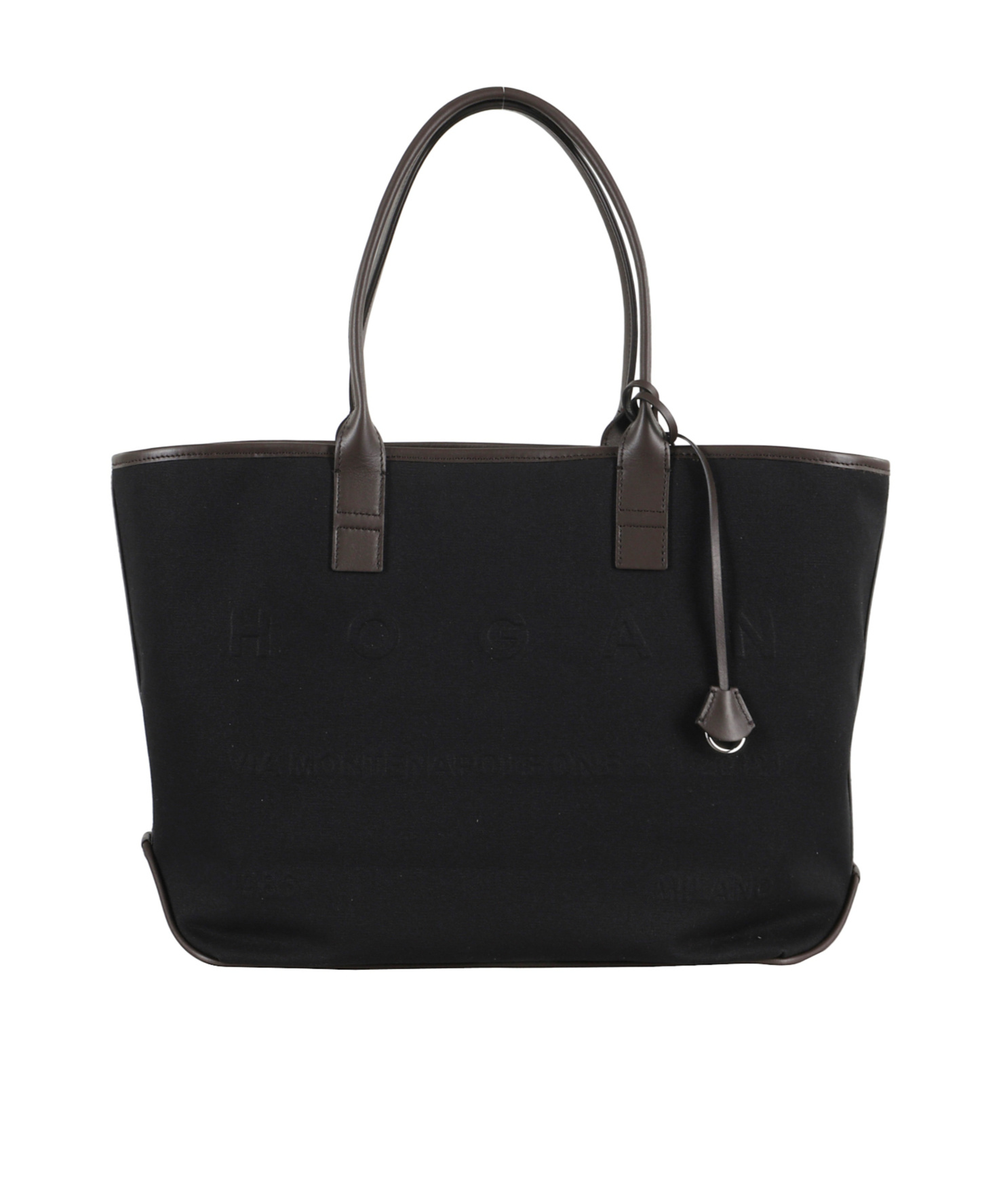 Hogan Medium Shopping Bag With Leather Accents And Lace Closure In Black