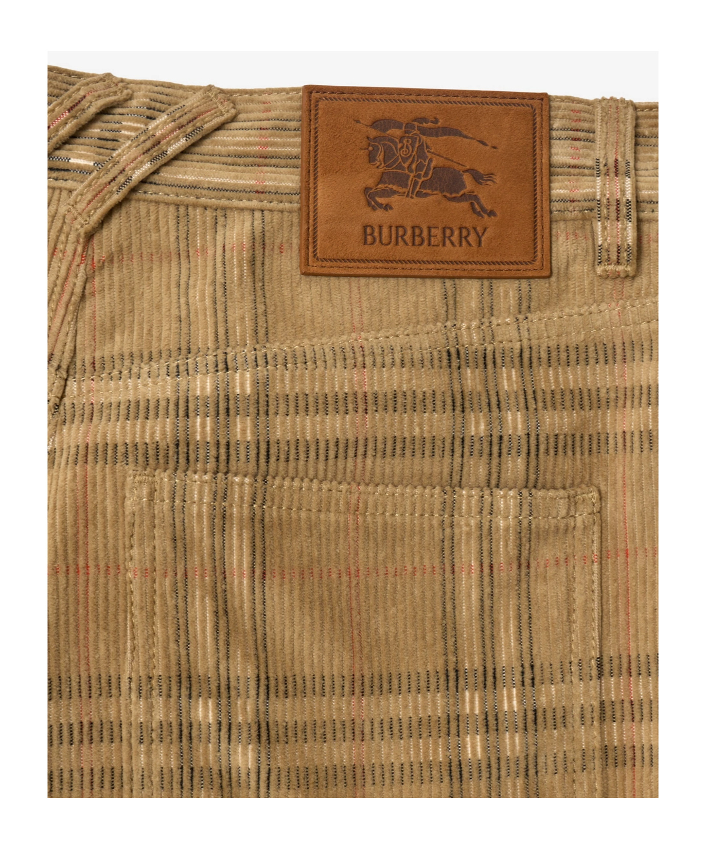 Burberry Sand-coloured Check Corduroy Trousers